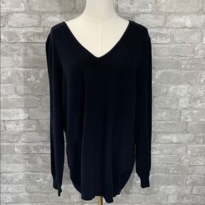 Love Ellie Mia Black V-Neck Sweater with Back Strappy Details